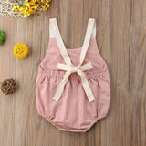 Toddler Baby Girl Summer Bowknot Romper Infant Backless-Pink-3