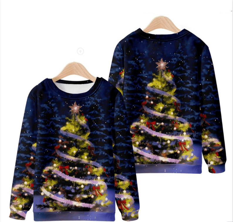 trendy Christmas Creative Printing Round Neck Long Sleeve-7