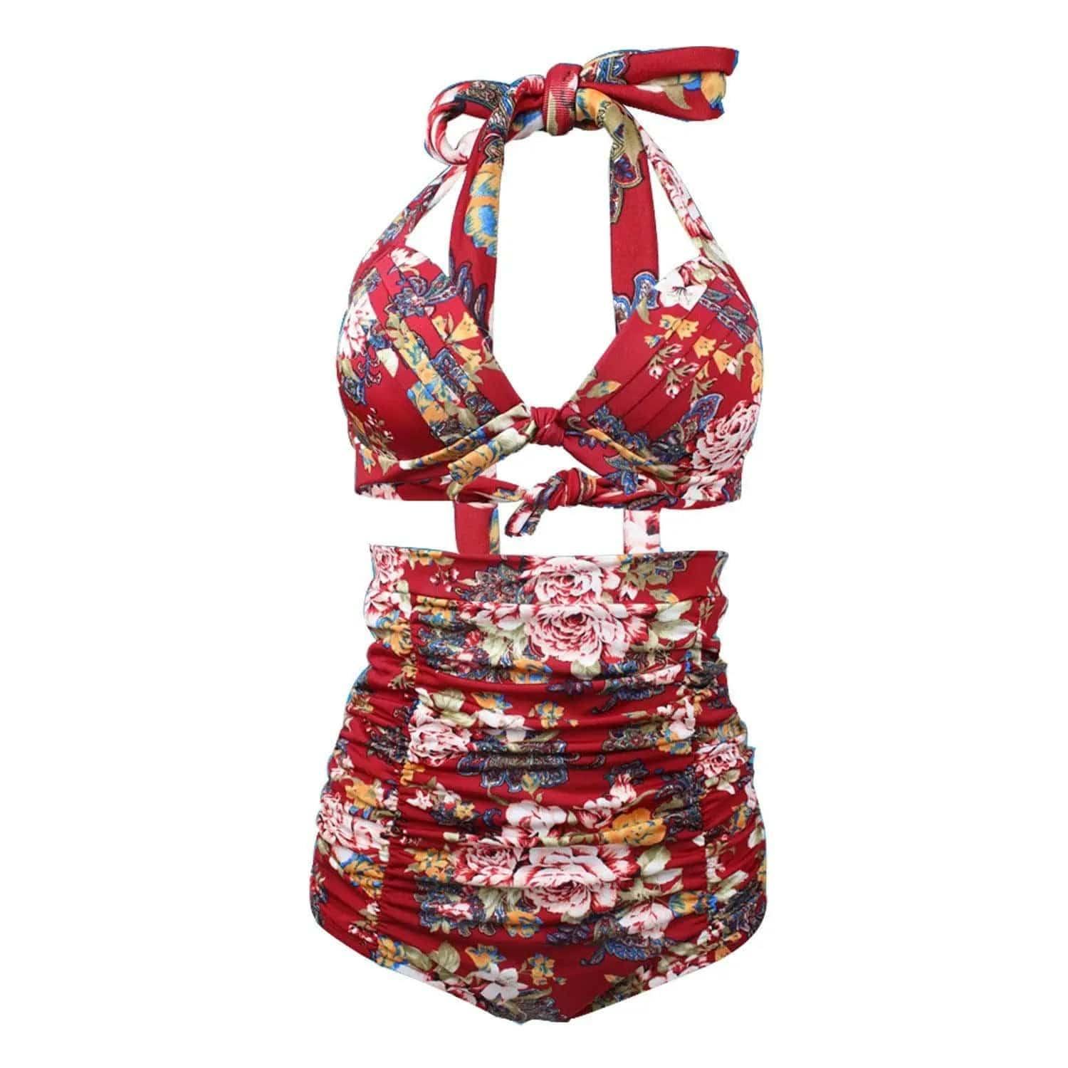 Two Piece Printed Bikini Swimsuit Retro-4