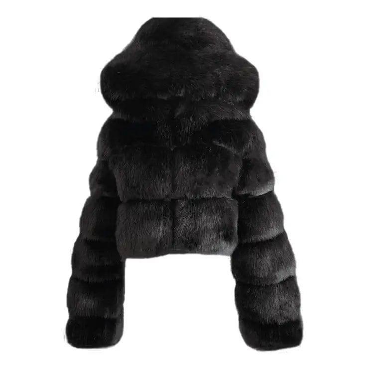 Winter Faux Fur Coat for Women-Black-7