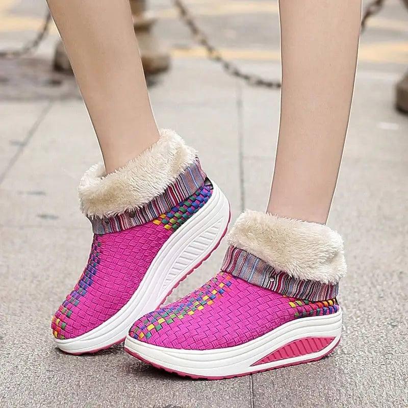 Winter plus velvet sneakers women Korean knitting-3