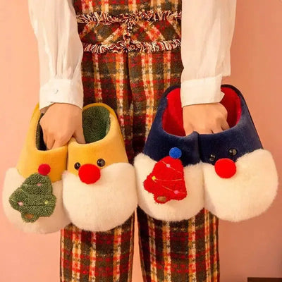 Winter Plush Slippers Christmas Cute Santa Claus And-2