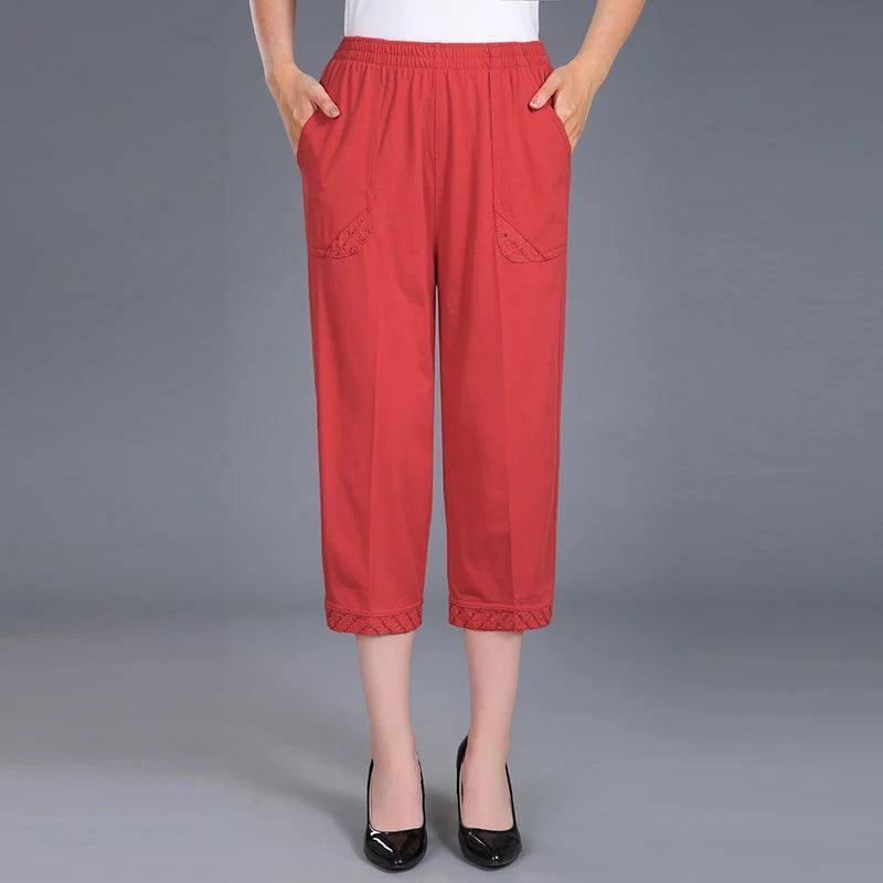 Women Capris Pants-red-3