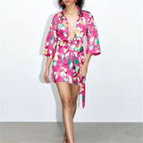 Floral Belted Kimono Romper - Chic Summer Trend-1