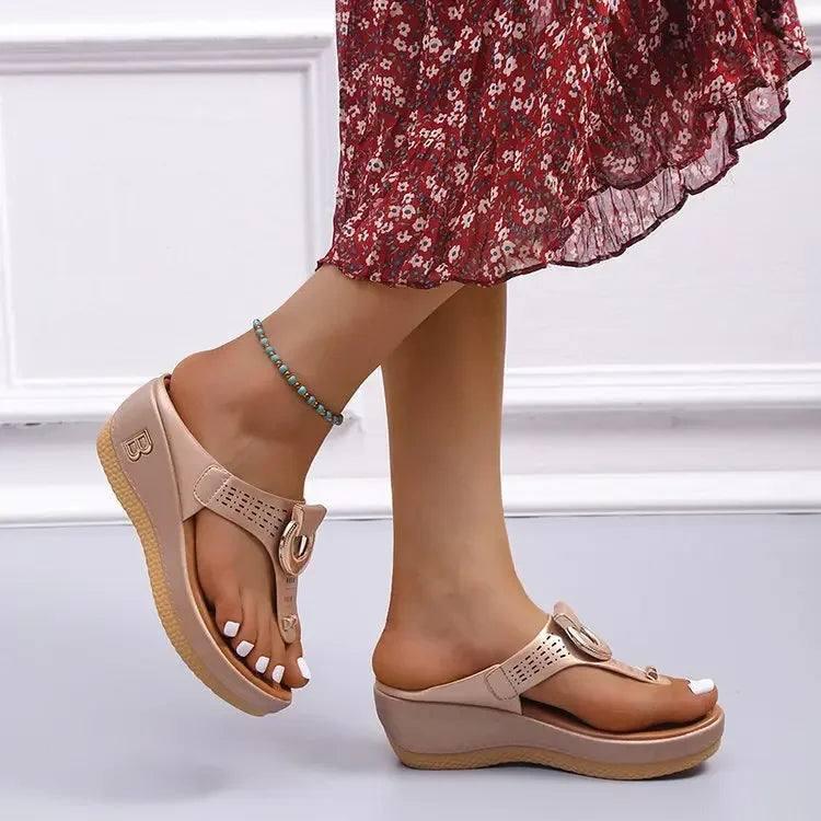 Women New Summer Sandals Open Toe Beach Shoes Flip Flops-2