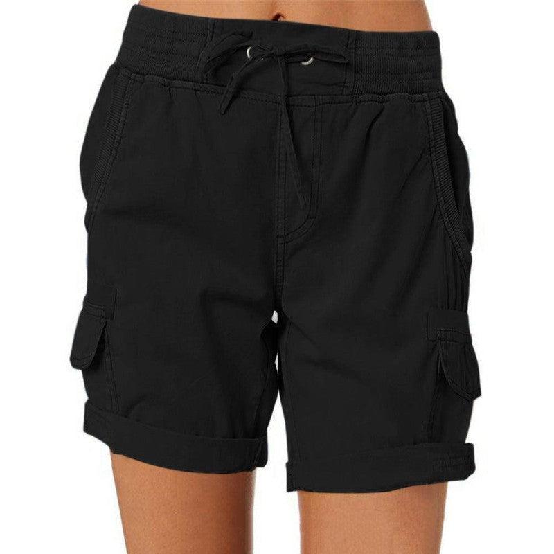 Women's Casual High Waist Cargo Shorts Navy Blue / 3XL-Black-3