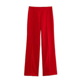 Women's Clothing With Belt Casual Suit Jacket Pants-Red Pants-16