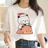 Women's Cute Bear Tee-L235-14 WHITE-1