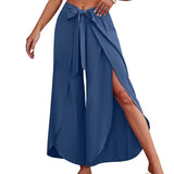 Women's Fashion Loose Casual Solid Color High Waist Flowy AG / 2XL-2