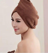 Women's Hair Dryer Cap, Absorbent Dry Hair Towel-Coffee60x20cm-18