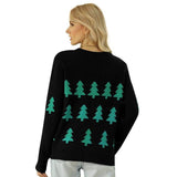 Women's Jacquard Christmas Tree Long Sleeve Red Christmas-2