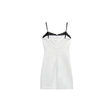 Women's Minimalist Lace Edge Suspender Dress-White-6