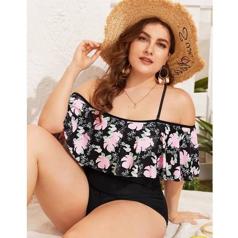 Women's plus size bikini-Pinkblack-8