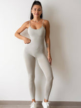 Chic Blue Unitard Jumpsuit for Women-Khaki-12