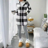 Plaid Sherpa Hooded Coat