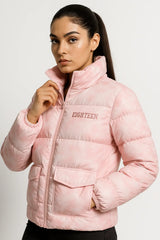 puffer jacket for women – trendy quilted coat with pockets and high collar